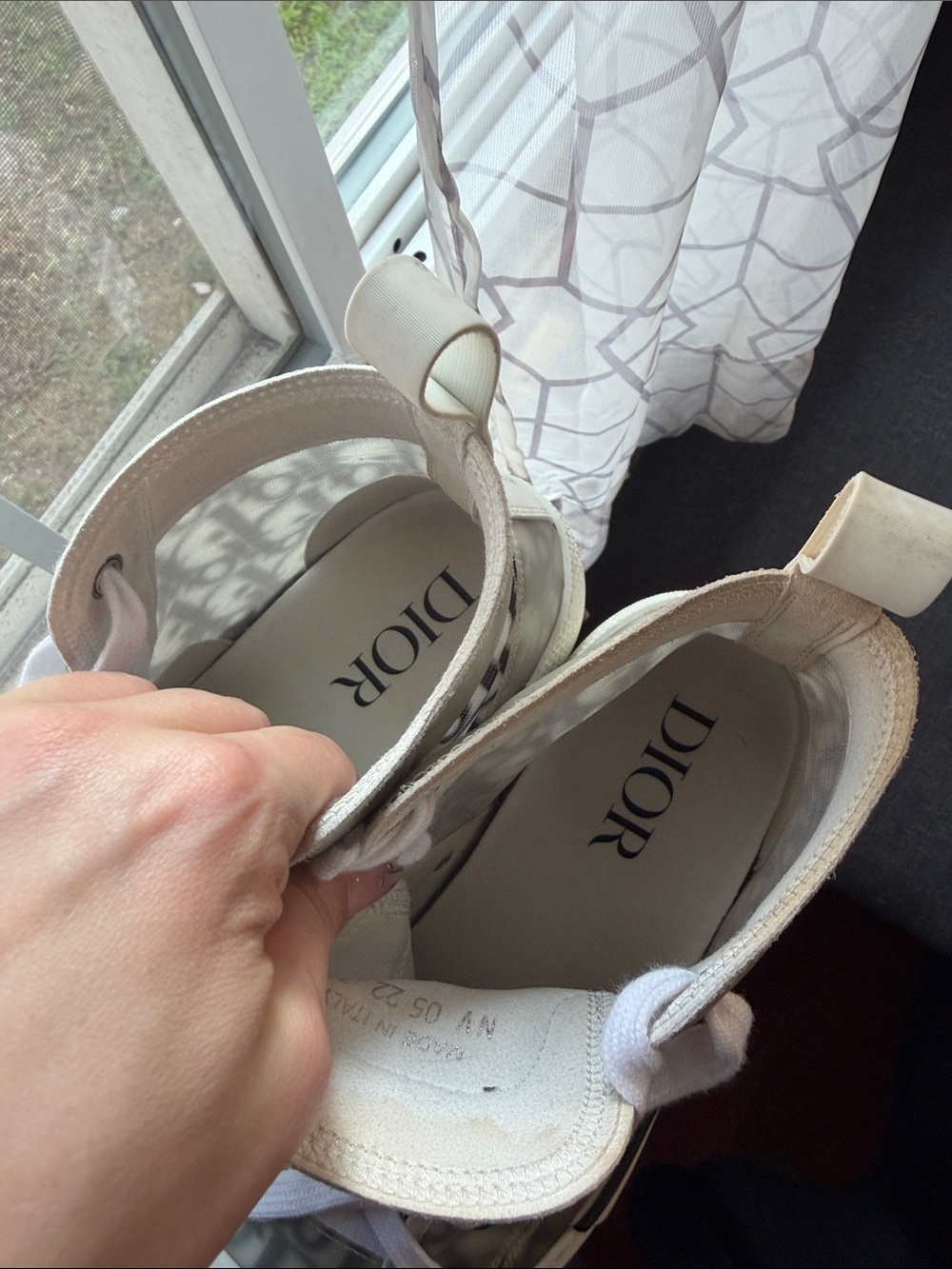 Dior High-Top Sneakers in Gray and White Monogram - Picture 3 of 10